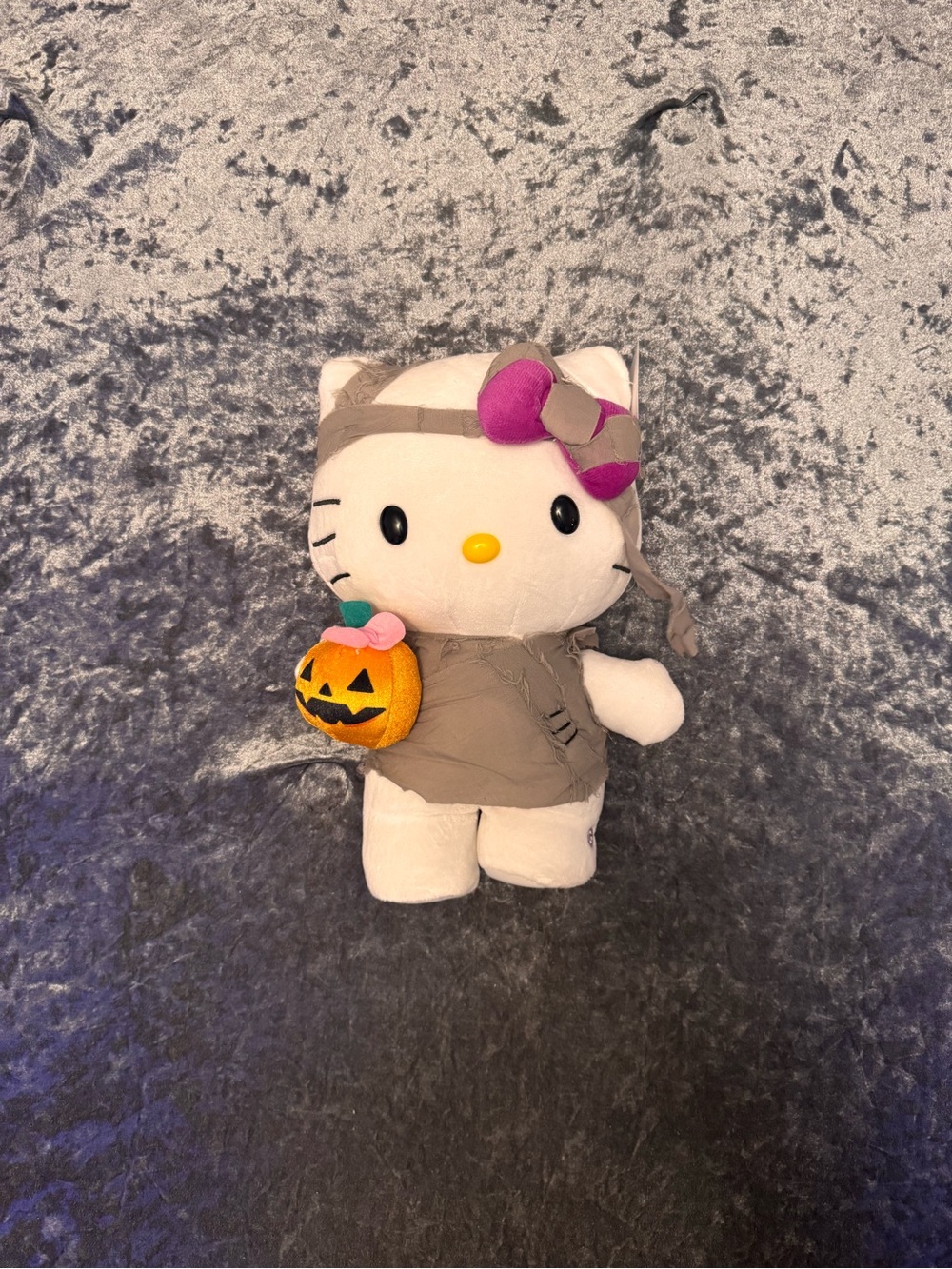 Hello Kitty Plush — White with Pink Bow and Orange Pumpkin